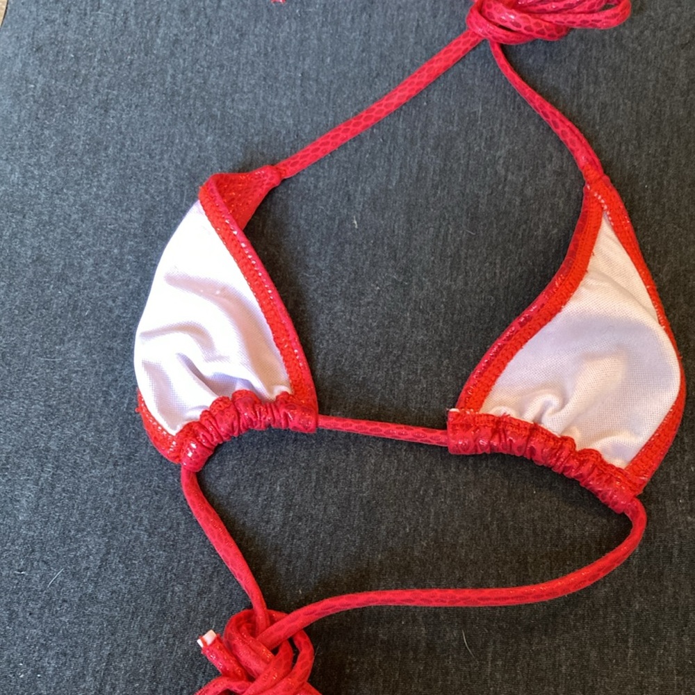 Itty Bitty Xxs Tiny Sexy Red String Bikini Top Or… - image 5